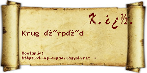 Krug Árpád névjegykártya